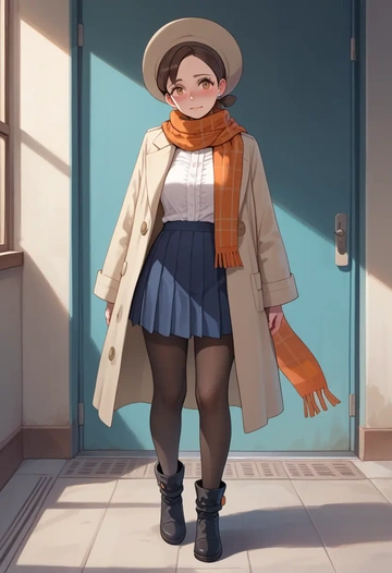 pokemon,juliana_(pokemon),winter,student uniform,fur-trimmed coat  - AI generated anime art