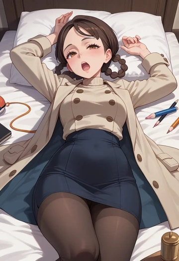 pokemon,juliana_(pokemon),coat,long,double-breasted,pencil skirt  - AI generated anime art