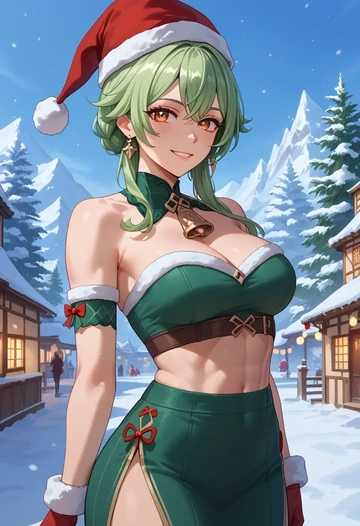 genshin_impact,jumpy_dumpty,Christmas,dress  - AI generated anime art