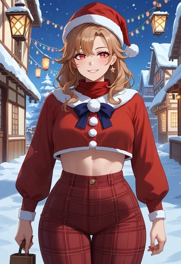 genshin_impact,jumpy_dumpty,Christmas,plaid trousers  - AI generated anime art