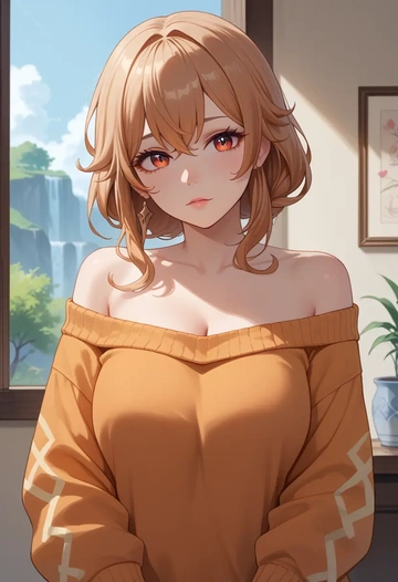 genshin_impact,jumpy_dumpty,orange,sweater  - AI generated anime art