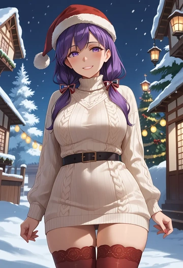 kantai_collection,jun'you_(kancolle),Christmas,sweater dress,stockings  - AI generated anime art