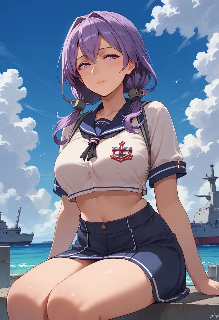 kantai_collection,jun'you_(kancolle),crop top,athletic shorts  - 