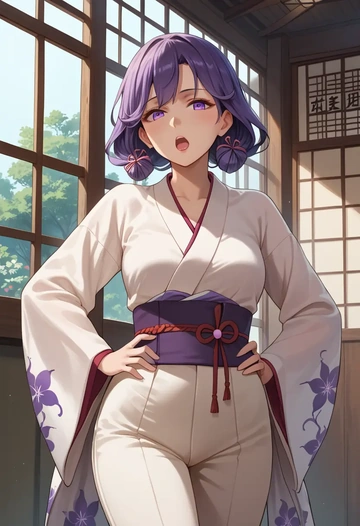 kantai_collection,jun'you_(kancolle),kimono,silk,wide-leg trousers  - AI generated anime art