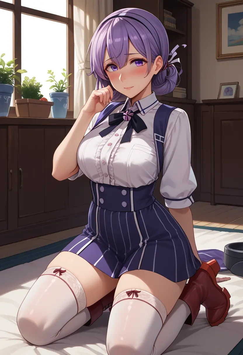 kantai_collection,jun'you_(kancolle),shirt dress,belted,stockings  - 