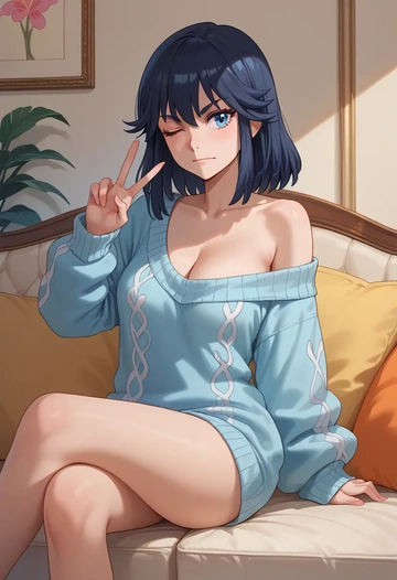 kill_la_kill,junketsu,off-shoulder,sweater  - AI generated anime art