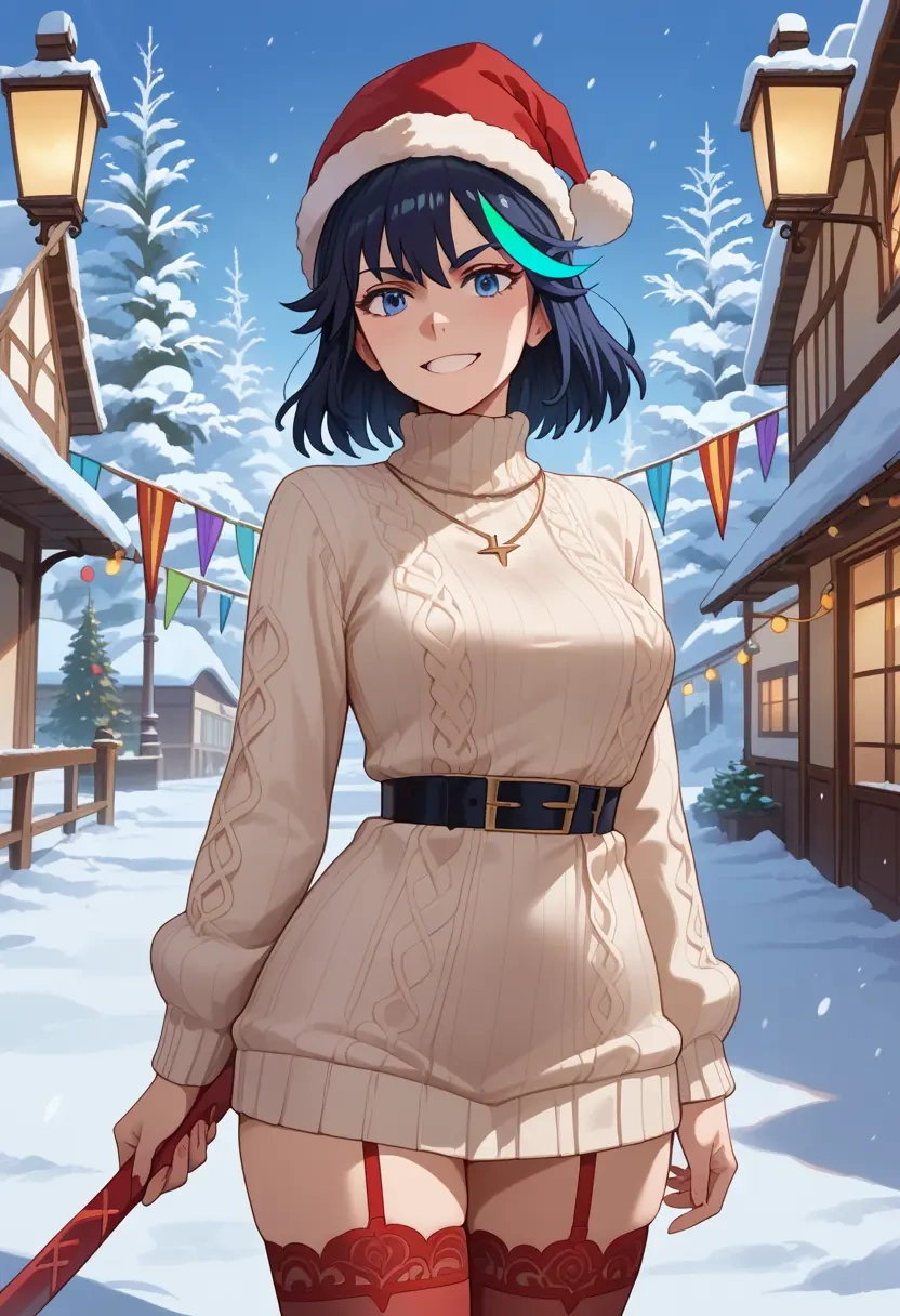 kill_la_kill,junketsu,Christmas,sweater dress,stockings  - 