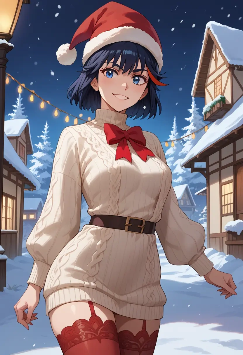 kill_la_kill,junketsu,Christmas,sweater dress,stockings  - 