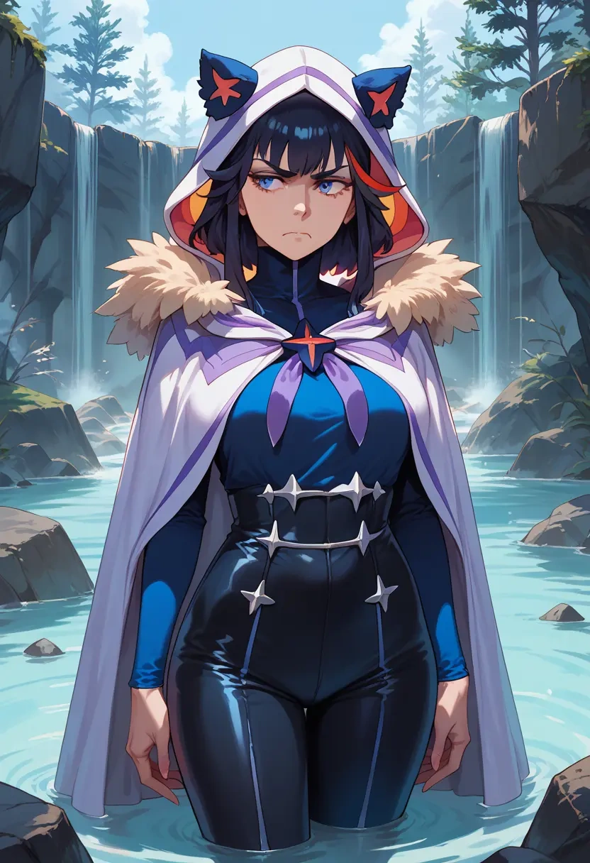 kill_la_kill,junketsu,cape,hooded,leather pants  - 