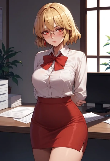 touhou,junko_(touhou),OL, glasses,  - AI generated anime art