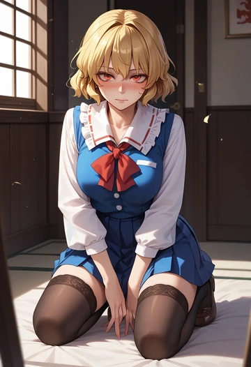 touhou,junko_(touhou),jk uniform, stockings  - AI generated anime art