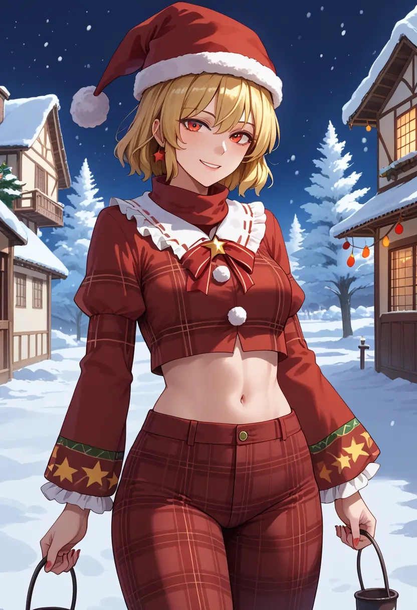 touhou,junko_(touhou),Christmas,plaid trousers  - 