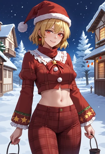 touhou,junko_(touhou),Christmas,plaid trousers  - AI generated anime art