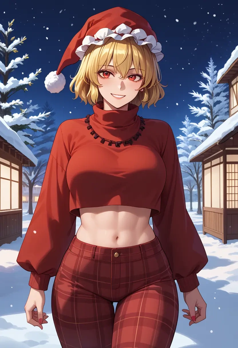 touhou,junko_(touhou),Christmas,plaid trousers  - 