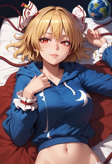 touhou,junko_(touhou),hoodie,cropped,high-waisted joggers  - AI generated anime art