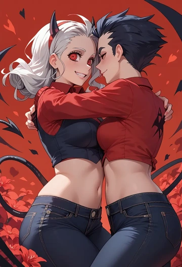 helltaker,justice_(helltaker),crop top  - AI generated anime art