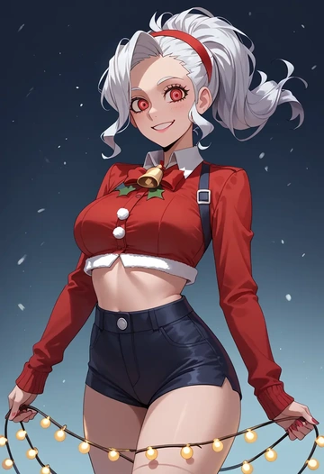 helltaker,justice_(helltaker),Christmas,red velvet shorts  - AI generated anime art