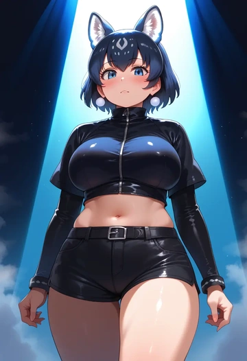 kemono_friends,kaban_(kemono_friends),leather,shorts,crop top  - AI generated anime art