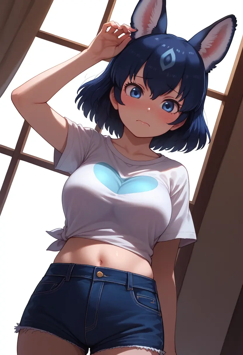 kemono_friends,kaban_(kemono_friends),denim shorts  - 