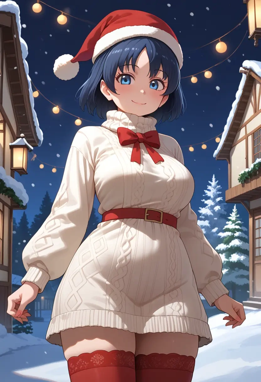 kemono_friends,kaban_(kemono_friends),Christmas,sweater dress,stockings  - 