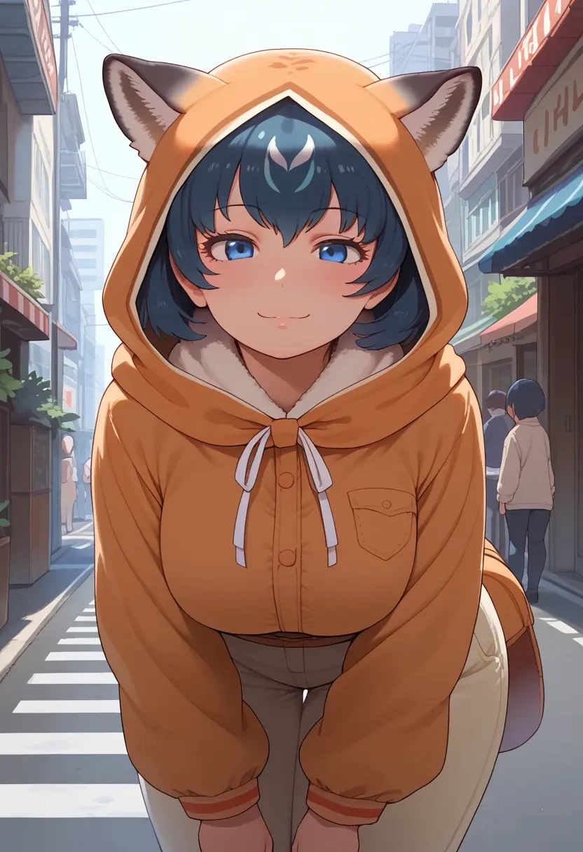 kemono_friends,kaban_(kemono_friends),crop windbreaker,shorts  - 