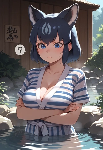 kemono_friends,kaban_(kemono_friends),striped graffiti blouse,dolphin shorts  - AI generated anime art