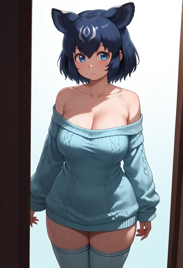 kemono_friends,kaban_(kemono_friends),off-shoulder,sweater  - AI generated anime art