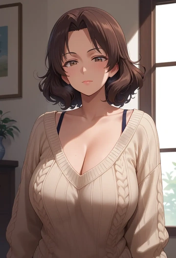 girls_und_panzer,kadotani_anzu,thong,sweater,sexy  - AI generated anime art