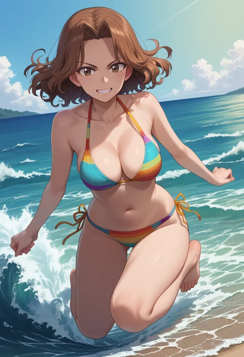 girls_und_panzer,kadotani_anzu,bikini,rainbow-colored,sexy  - 