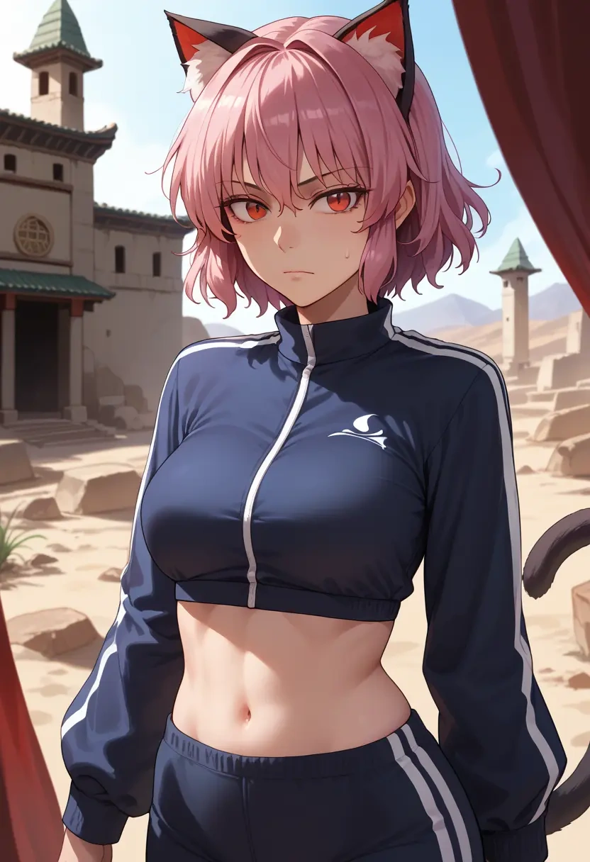 touhou,kaenbyou_rin_(cat),athletic,track suit  - 