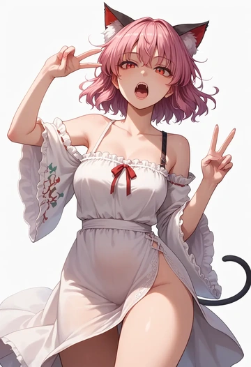 touhou,kaenbyou_rin_(cat),silk slip dress  - AI generated anime art