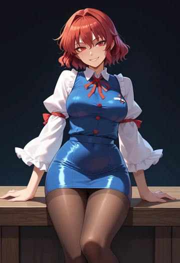 touhou,kaenbyou_rin,shorts, pantyhose  - AI generated anime art