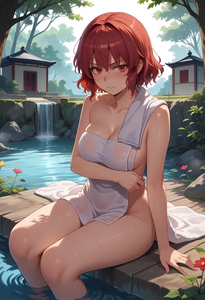 touhou,kaenbyou_rin,towel,sexy  - 