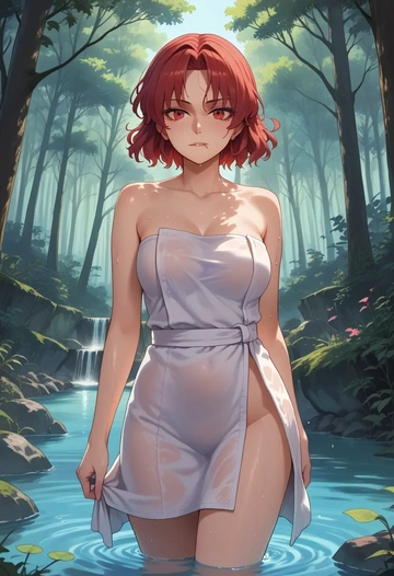 touhou,kaenbyou_rin,towel,sexy  - AI generated anime art