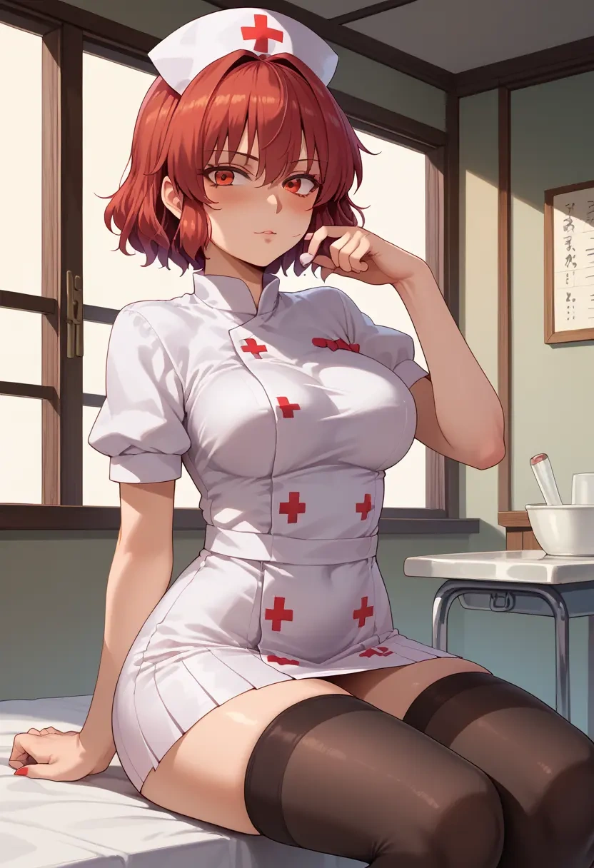 touhou,kaenbyou_rin,nurse pantyhose,mini skirt, sexy  - 