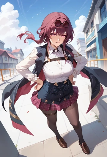 star rail,kafka,winter,student uniform,vest  - AI generated anime art