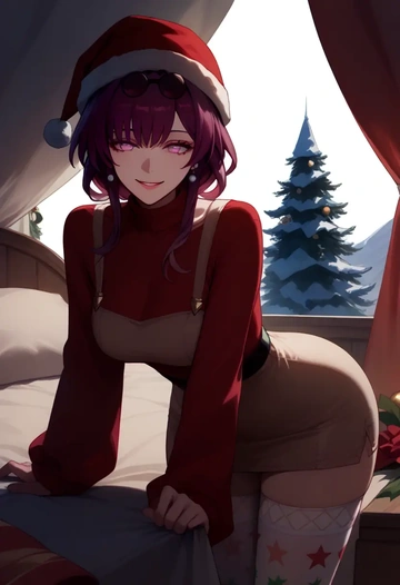 star rail,kafka,Christmas,sweater dress,stockings  - AI generated anime art