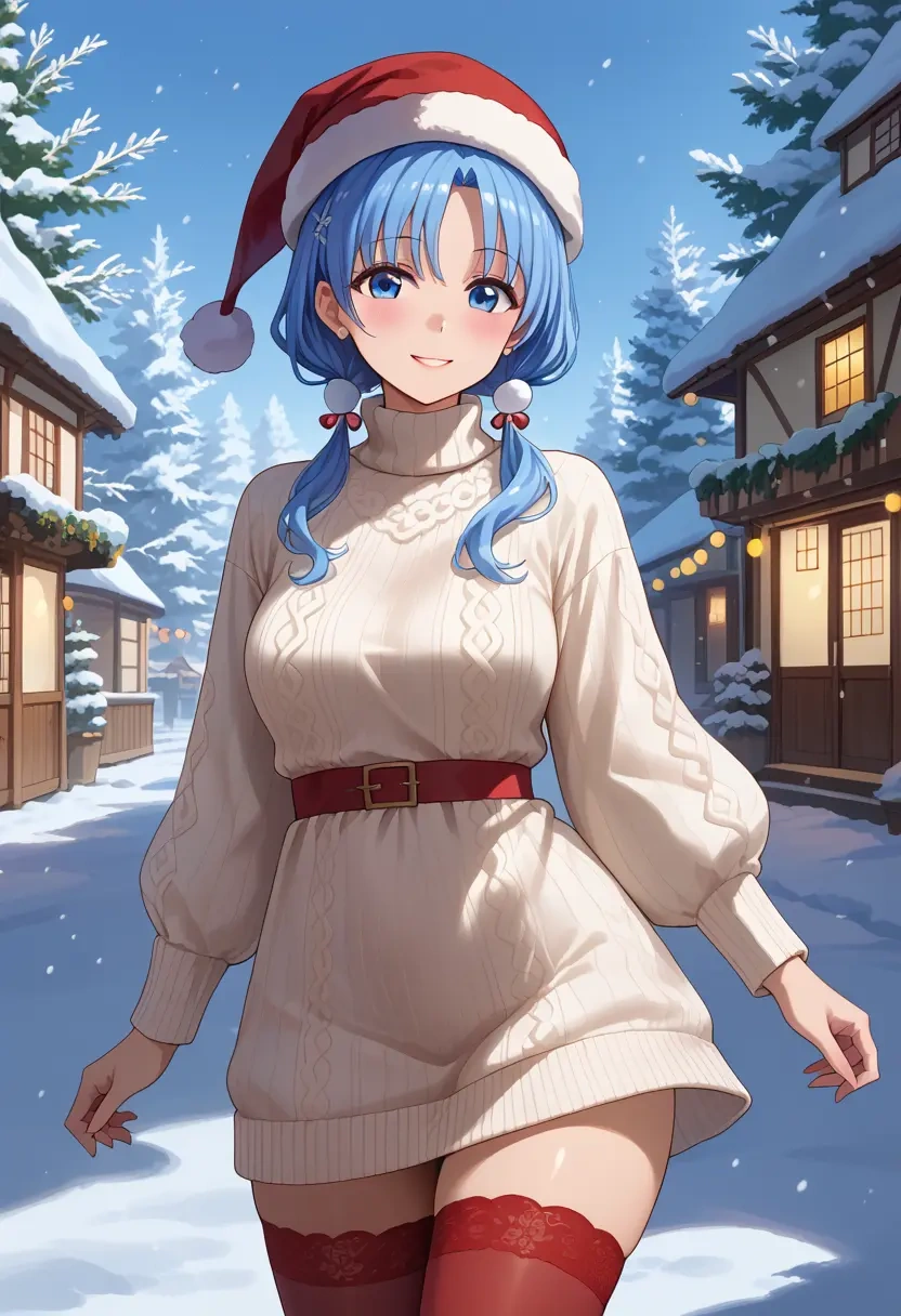 gochuumon_wa_usagi_desu_ka?,kafuu_chino,Christmas,sweater dress,stockings  - 