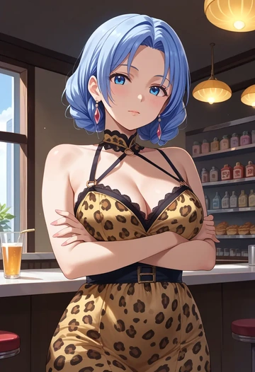 gochuumon_wa_usagi_desu_ka?,kafuu_chino,leopard print,silk slip dress  - AI generated anime art