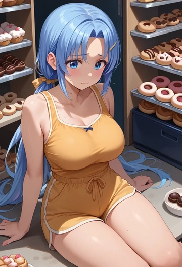 gochuumon_wa_usagi_desu_ka?,kafuu_chino,sleeveless swim top,shorts-style bottom,contrast stitching  - AI generated anime art