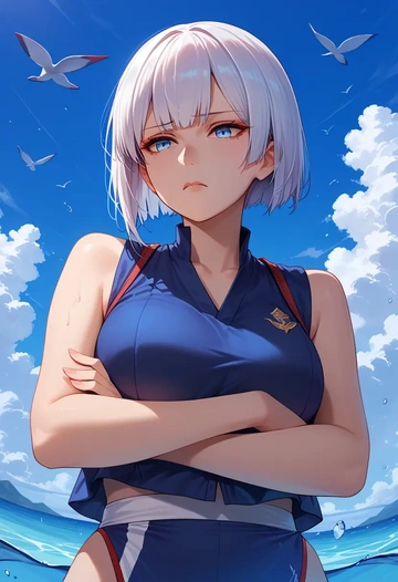 azur_lane,kaga_(azur_lane),sports vest,capri leggings  - AI generated anime art