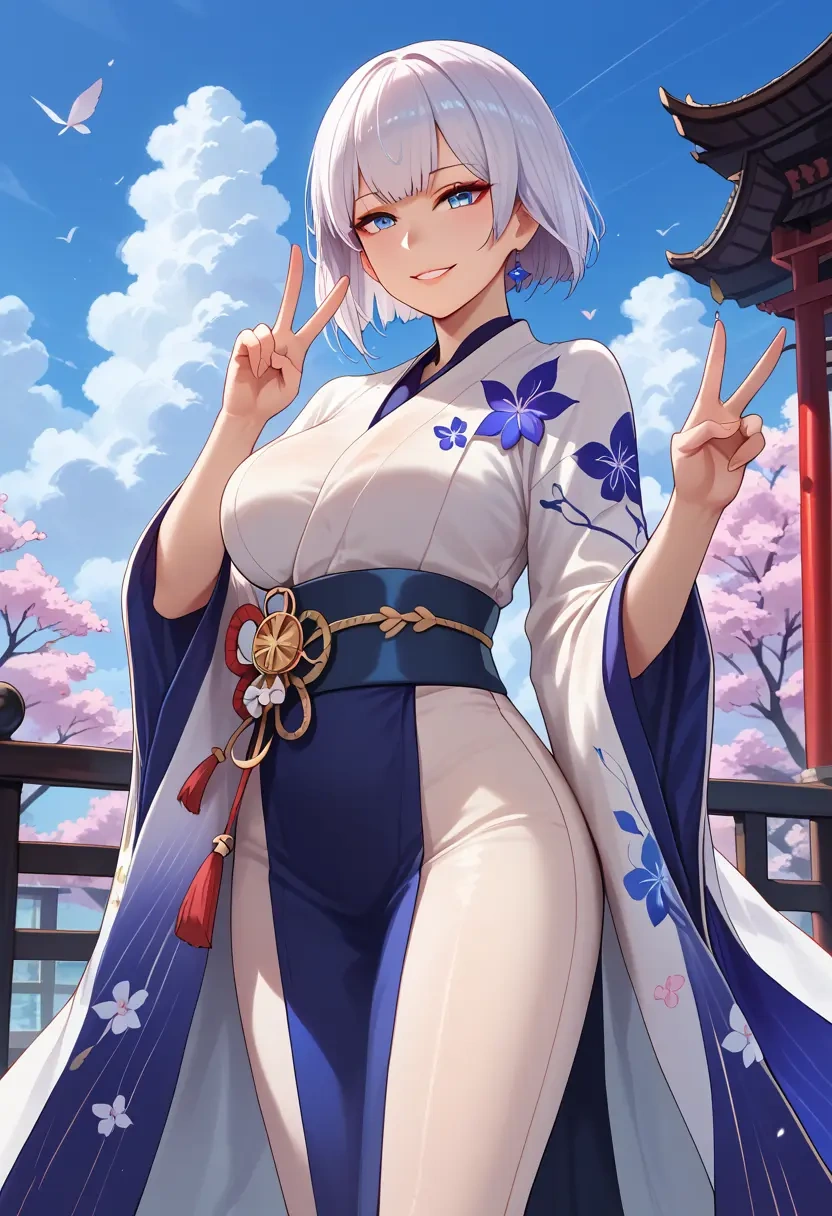 azur_lane,kaga_(azur_lane),kimono,silk,wide-leg trousers  - 