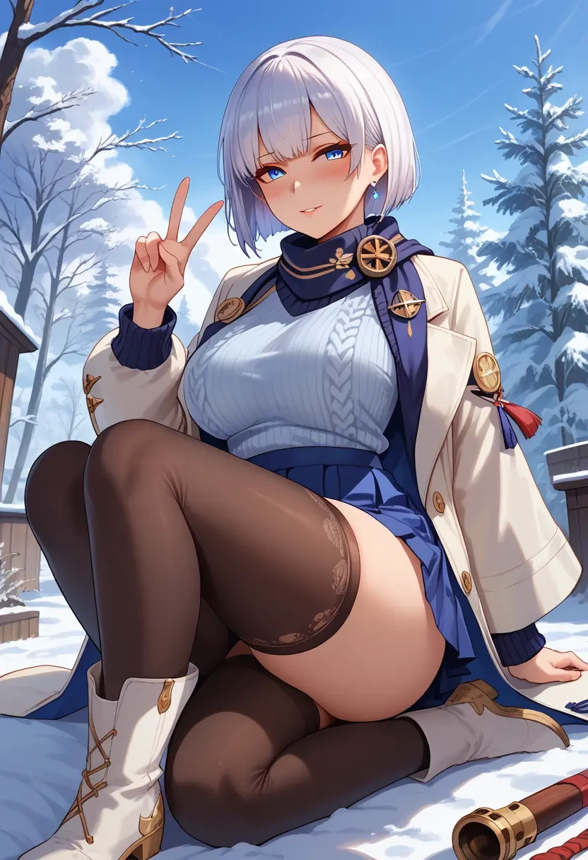 azur_lane,kaga_(azur_lane),winter,student uniform,puffer jacket  - 