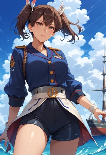 kantai_collection,kaga_(kancolle),athletic,shorts,sexy  - AI generated anime art