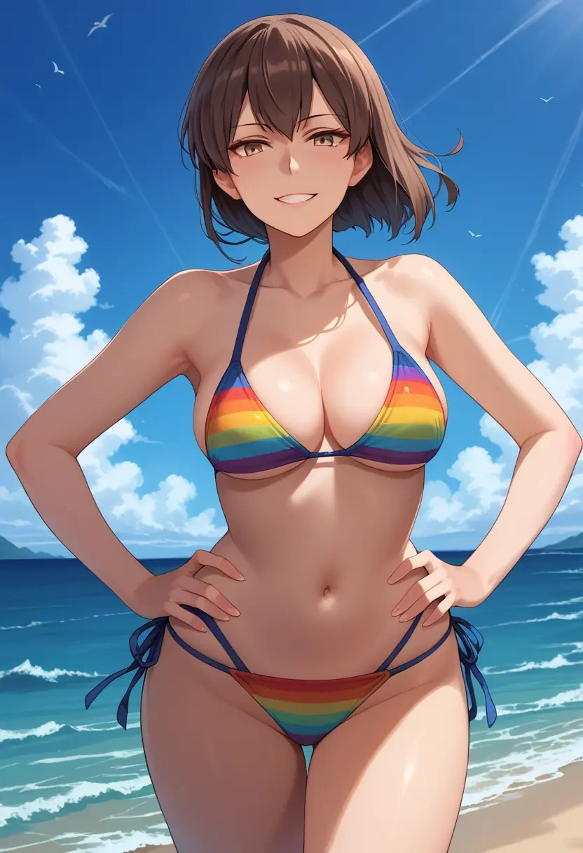 kantai_collection,kaga_(kancolle),bikini,rainbow-colored,sexy  - 