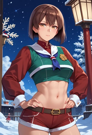 kantai_collection,kaga_(kancolle),red velvet shorts  - AI generated anime art