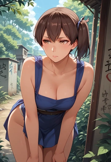 kantai_collection,kaga_(kancolle),neon graffiti top,dolphin shorts  - AI generated anime art