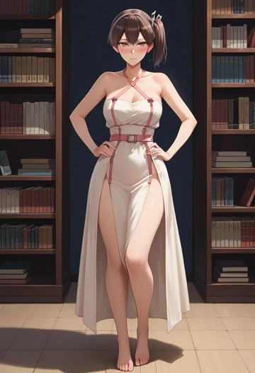 kantai_collection,kaga_(kancolle),silk slip dress  - AI generated anime art