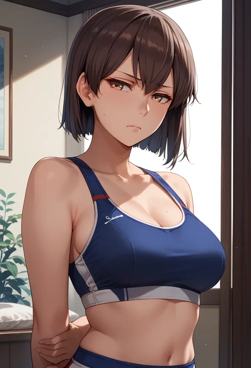 kantai_collection,kaga_(kancolle),sports bra,high-waisted leggings  - 