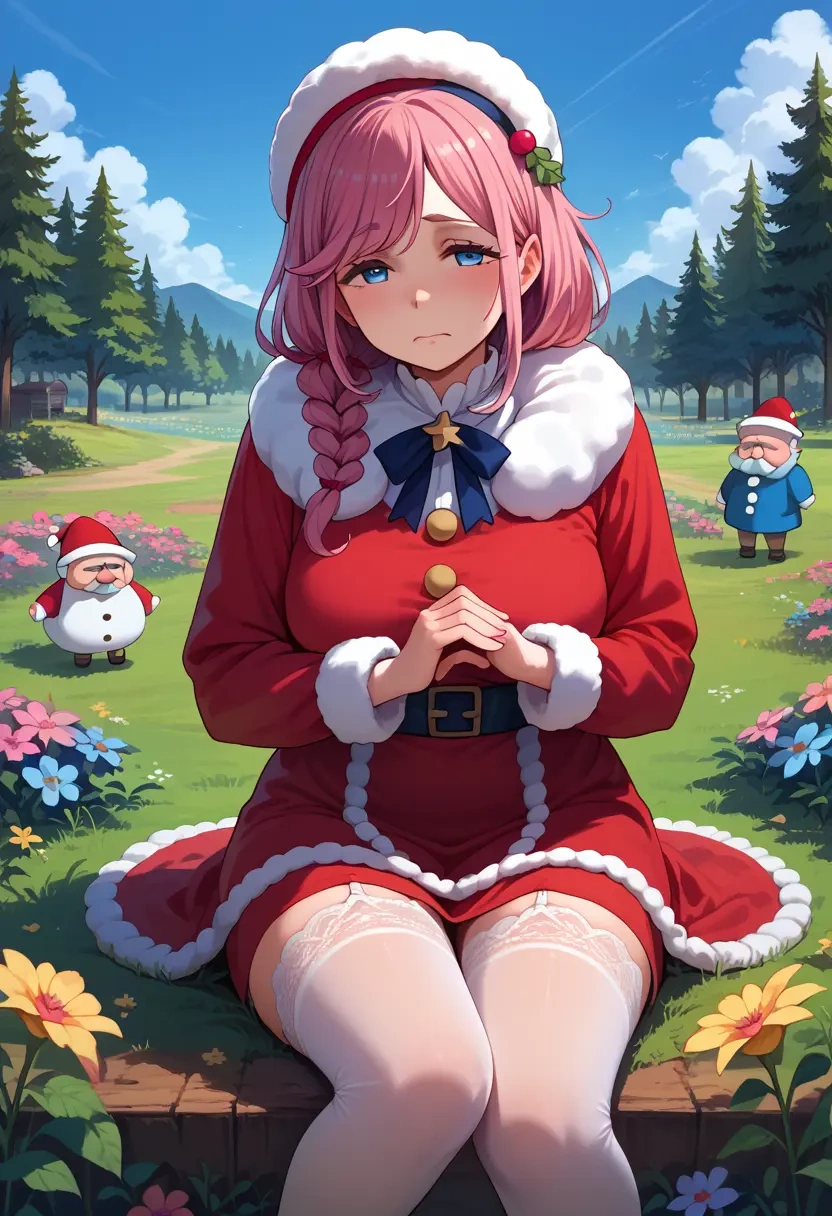 yurucamp,kagamihara_nadeshiko,Christmas,sexy, stockings,  - 